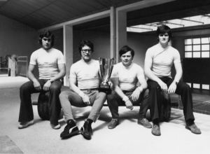 L'équipe vainqueur du Challenge Paul Rocca en 1973. De gauche à droite : André Moreno, Bernard Garcia, Claude Balp et Maxime Vic
